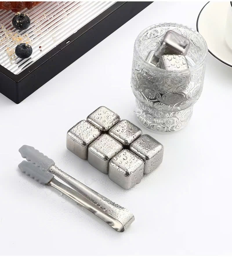 Set 6 viên đá inox 316L tặng kẹp gắp OYATTON