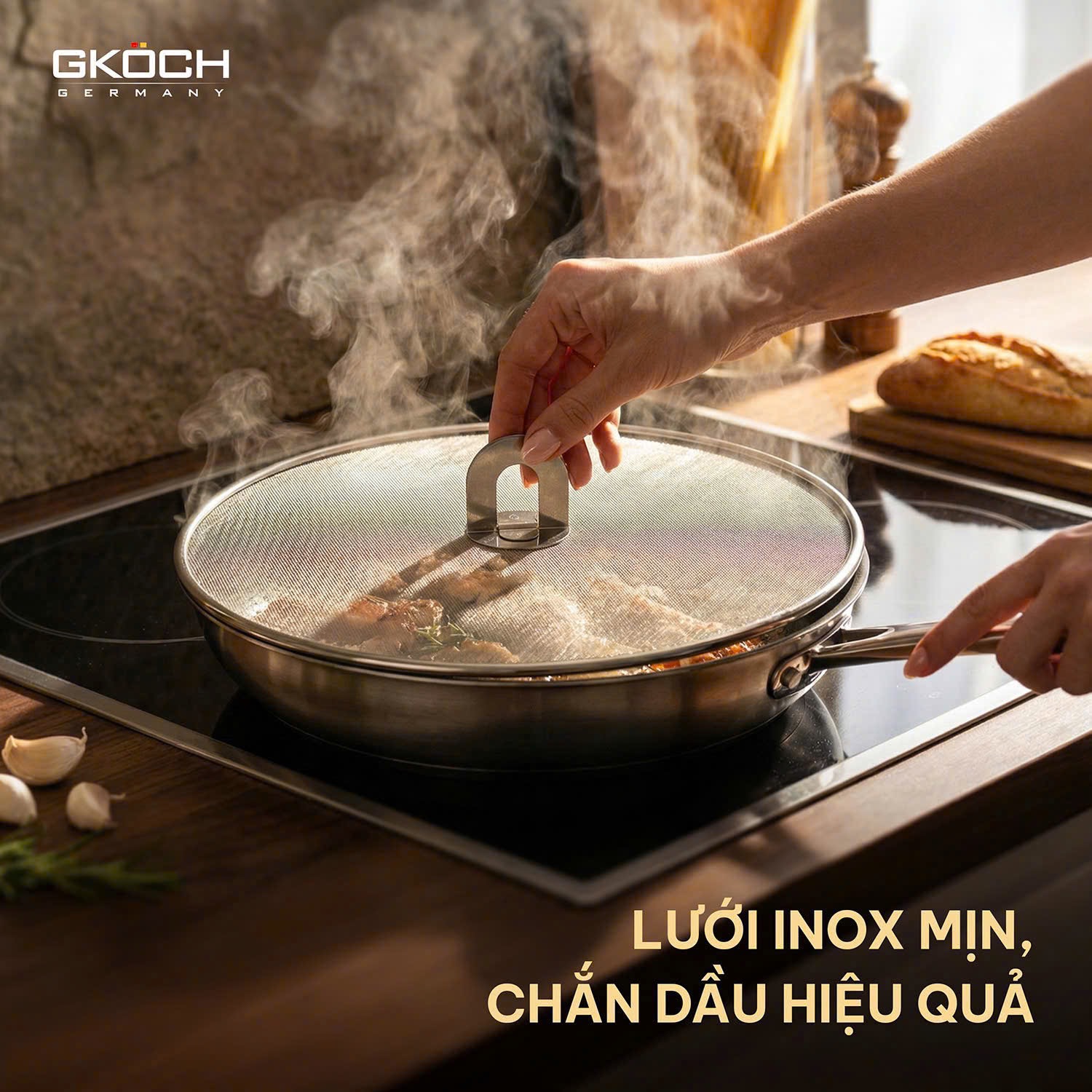 Vỉ chắn dầu mỡ inox 304 Gkoch 33cm