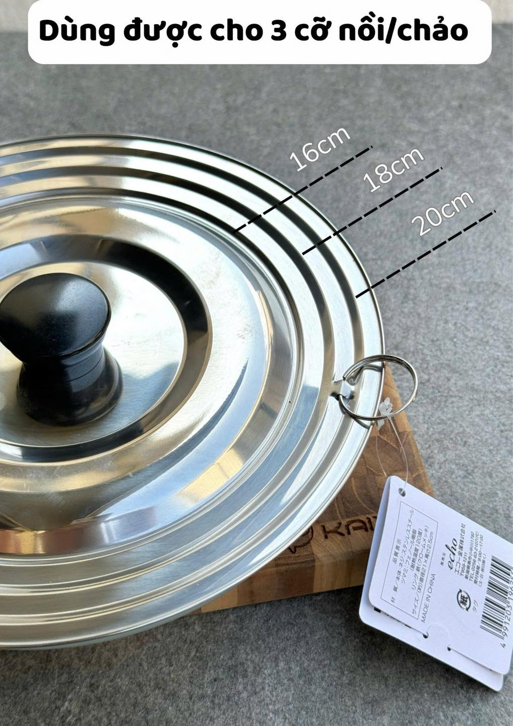 Vung nồi chảo 3 kích cỡ Echo (16-18-20cm)