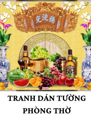 tranh dán tường phòng thờ