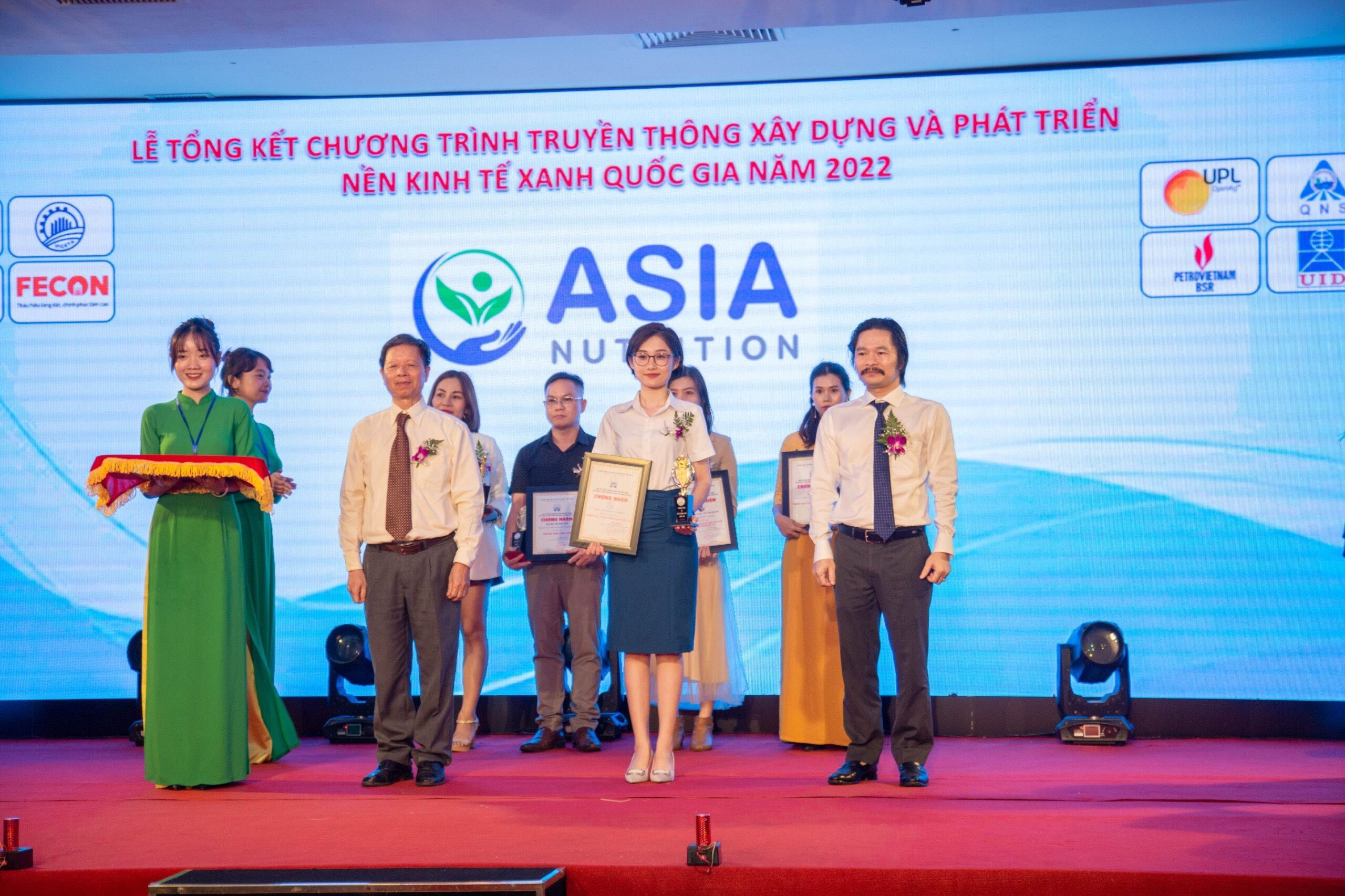 ASIA NUTRITION VINH DỰ NHẬN GIẢI THƯỞNG TOP 20 THƯƠNG HIỆU VÌ MÔI TRƯỜNG XANH QUỐC GIA