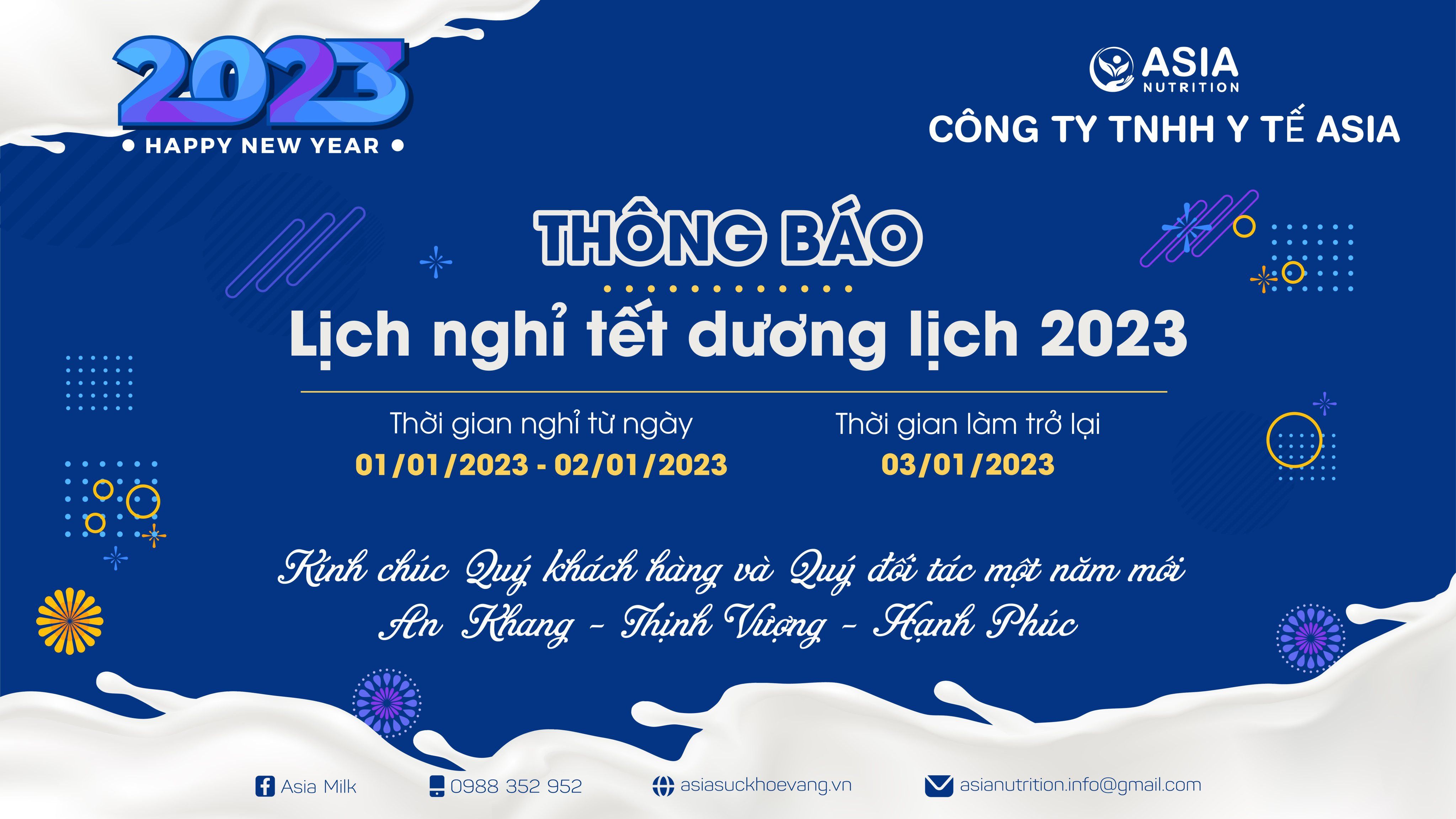 🎉🎉🎉 THÔNG BÁO LỊCH NGHỈ TẾT DƯƠNG LỊCH 2023 🎉🎉🎉