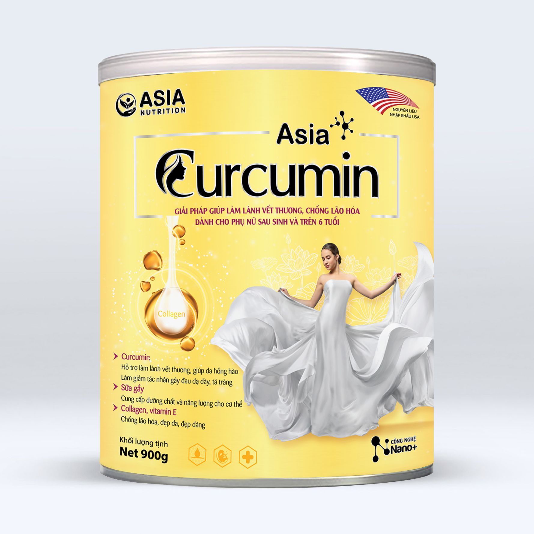 Sữa nghệ Asia Curcumin  giải phá dinh dưỡng làm lành vết thương, chống lão hóa