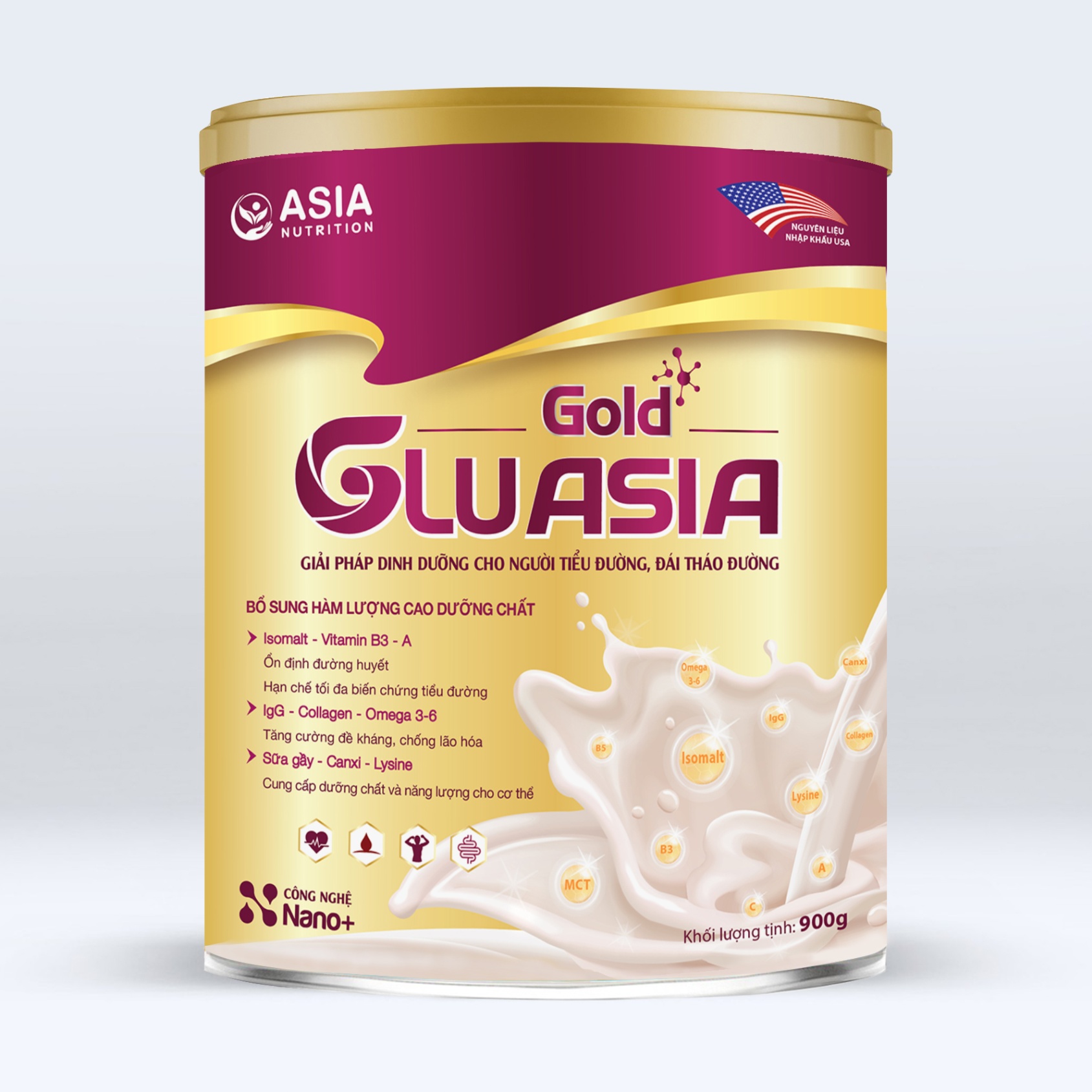 Sữa Glu Asia Gold dinh dưỡng chuyên biệt cho người tiểu đường