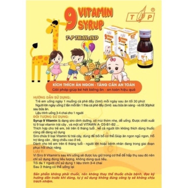 Siro Vitamin Tăng Cân TP Thái Lan 60 ml Dùng Cho Trẻ Từ 6 Tháng