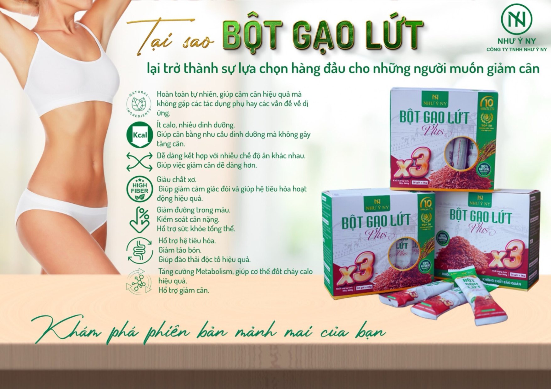 Bột Gạo Lứt Plus X3 Như Ý 20 Gói