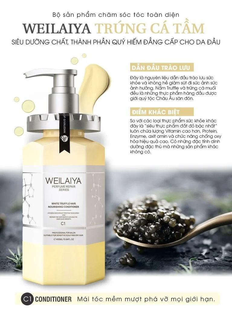 Bộ Dầu Gội Phục Hồi Đa Tầng Nấm Truffle Weilaiya 450ml