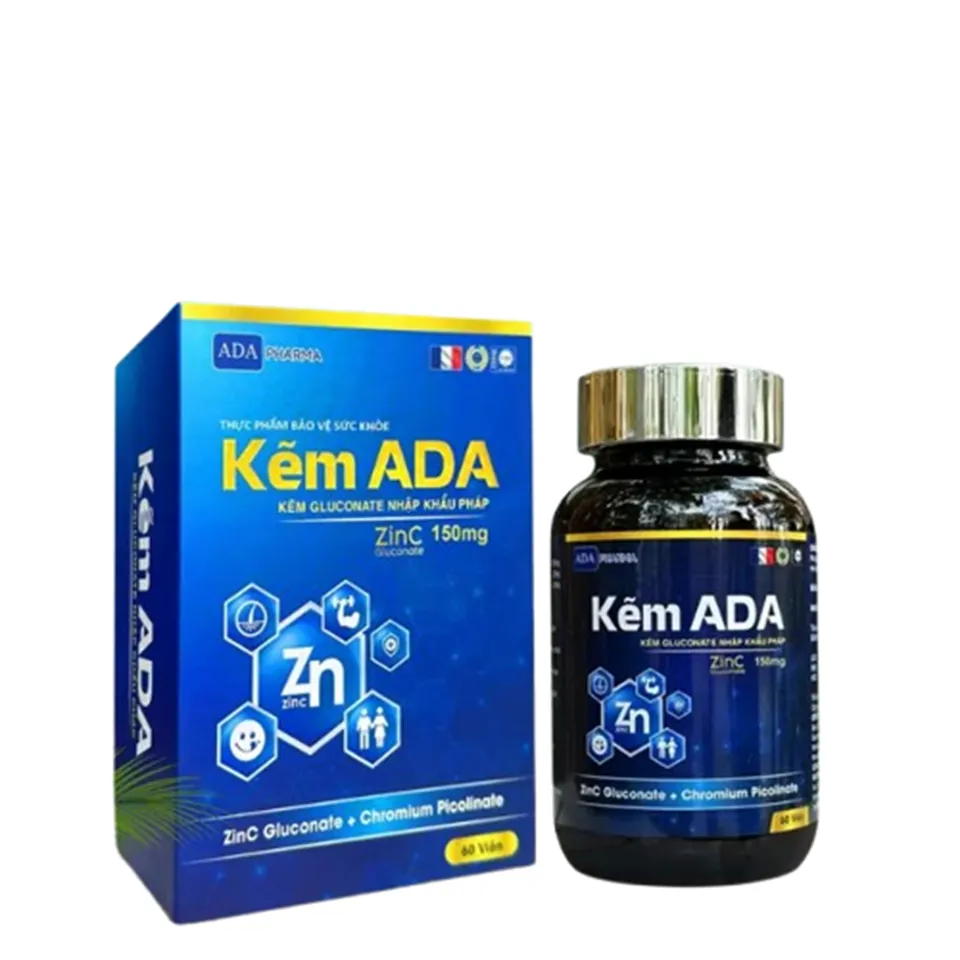 Viên Kẽm ADA 150mg - Bổ Sung Kẽm Gluconate Hỗ Trợ Đề Kháng