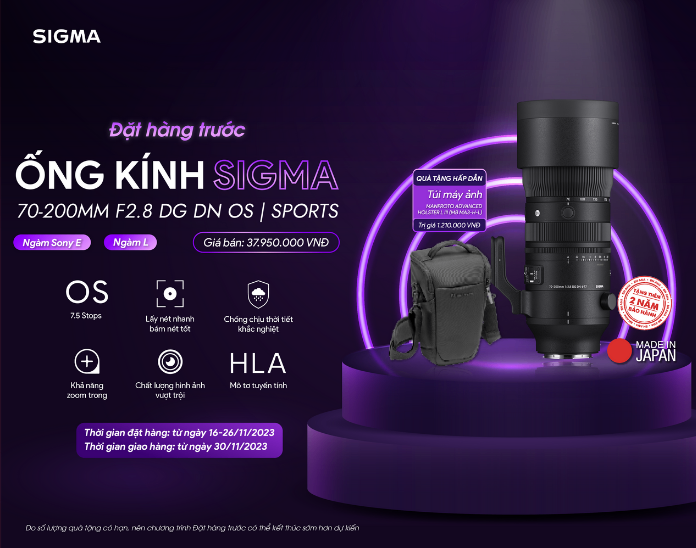 [PRE-ORDER] ỐNG KÍNH SIGMA AF 70-200MM F/2.8 DG DN OS (S)