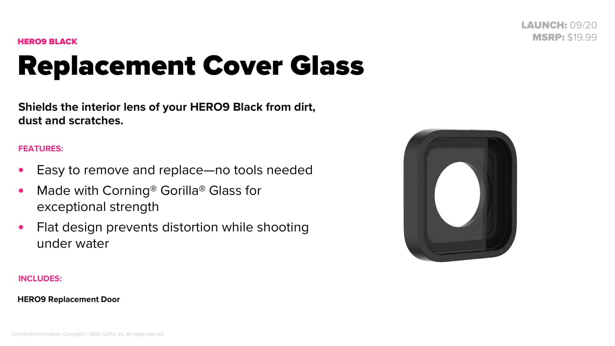 Replacement Cover Glass Gopro Hero 9 Black