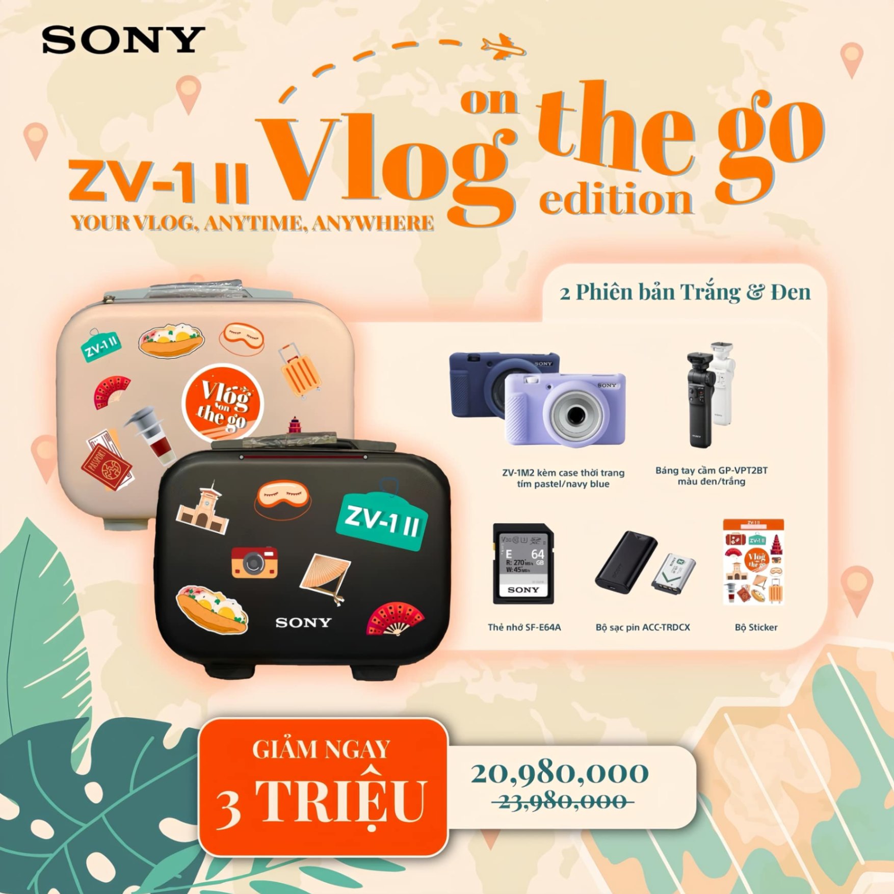 Bộ sản phẩm Sony ZV-1 II Vlog on the Go Edition