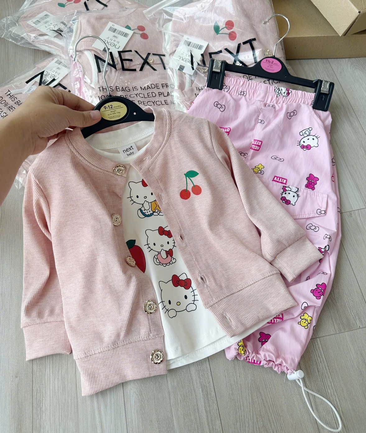 XẢ SET 3 CT CHERRY PHÔNG QUẦN KITTY - B825