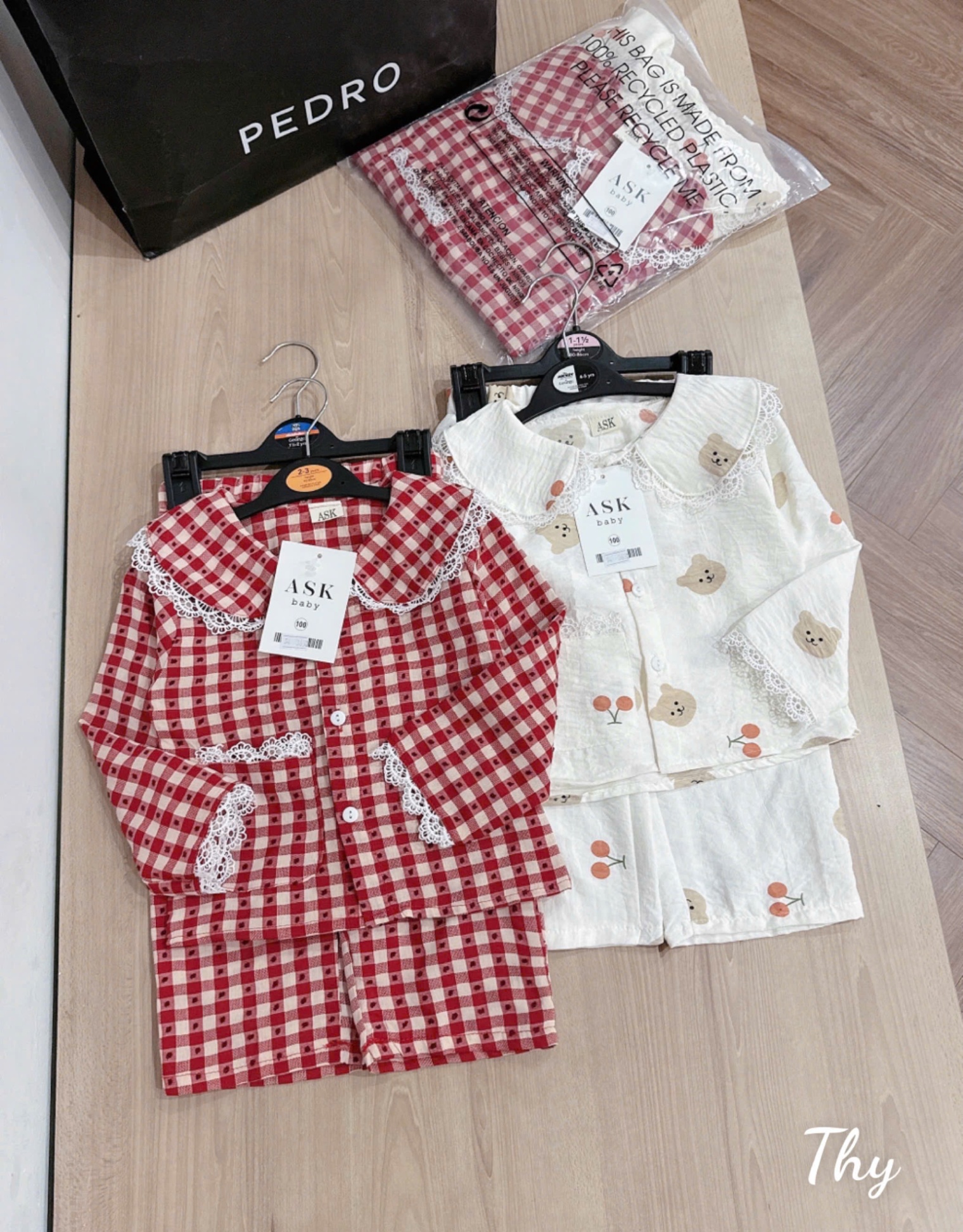 XẢ SET 2 BỘ PIJAMA PHỐI REN TONE ĐỎ - C278