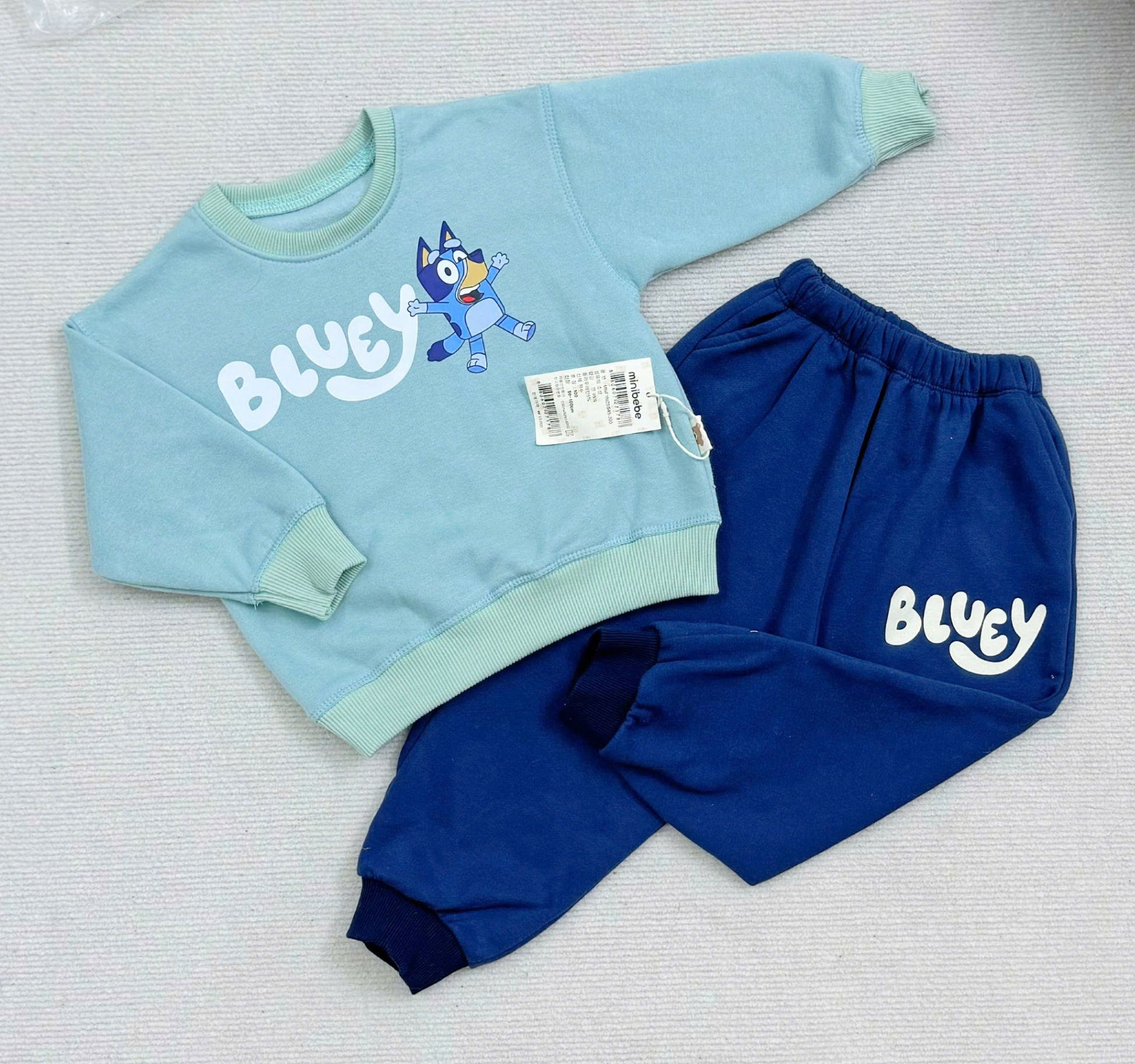 SET BỘ NỈ XANH CHỮ BLUEY TRẮNG - C168