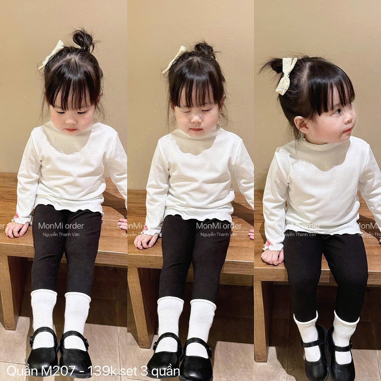 QUẦN LEGGING ĐEN LÓT LÔNG BÉ GÁI - A669