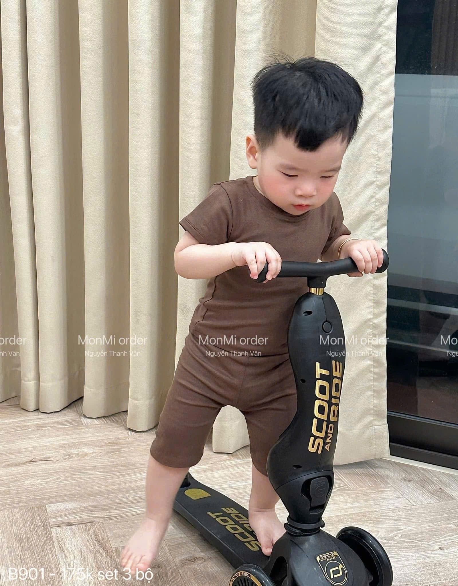 XẢ B978 - SET 2 BỘ ZIP TONE NÂU CHO BÉ