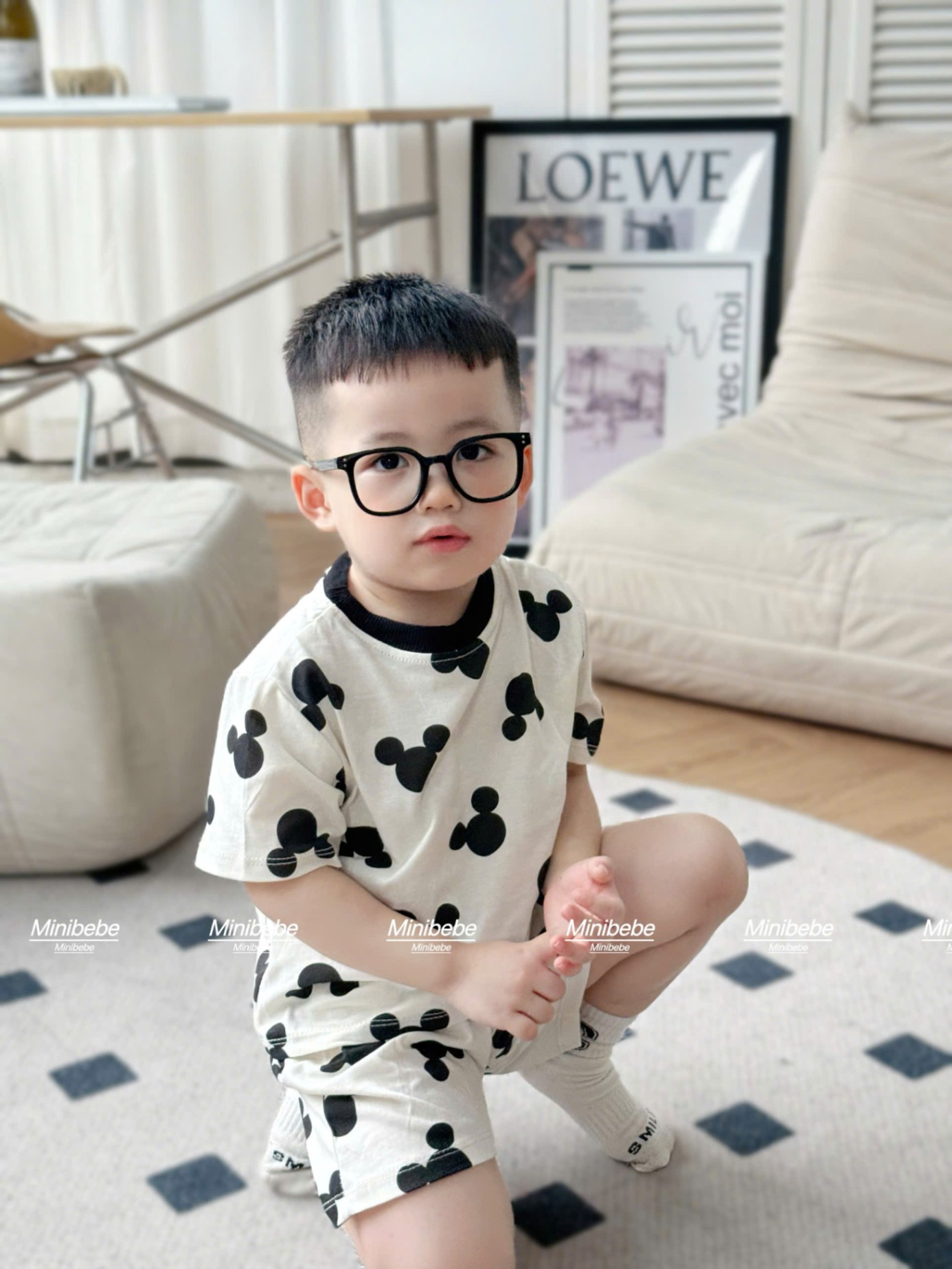 A825 - SET 3 BỘ MICKEY TRẮNG ĐỎ TAY PHỐI
