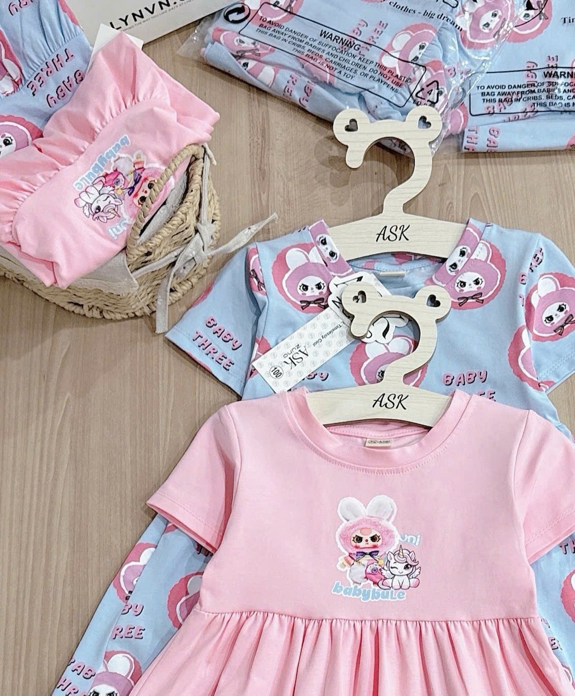 C327 - SET 2 VÁY BABYTHREE HỒNG XANH