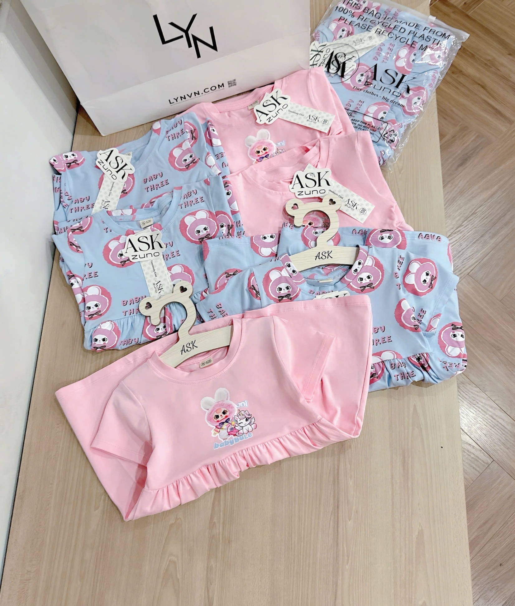 C327 - SET 2 VÁY BABYTHREE HỒNG XANH