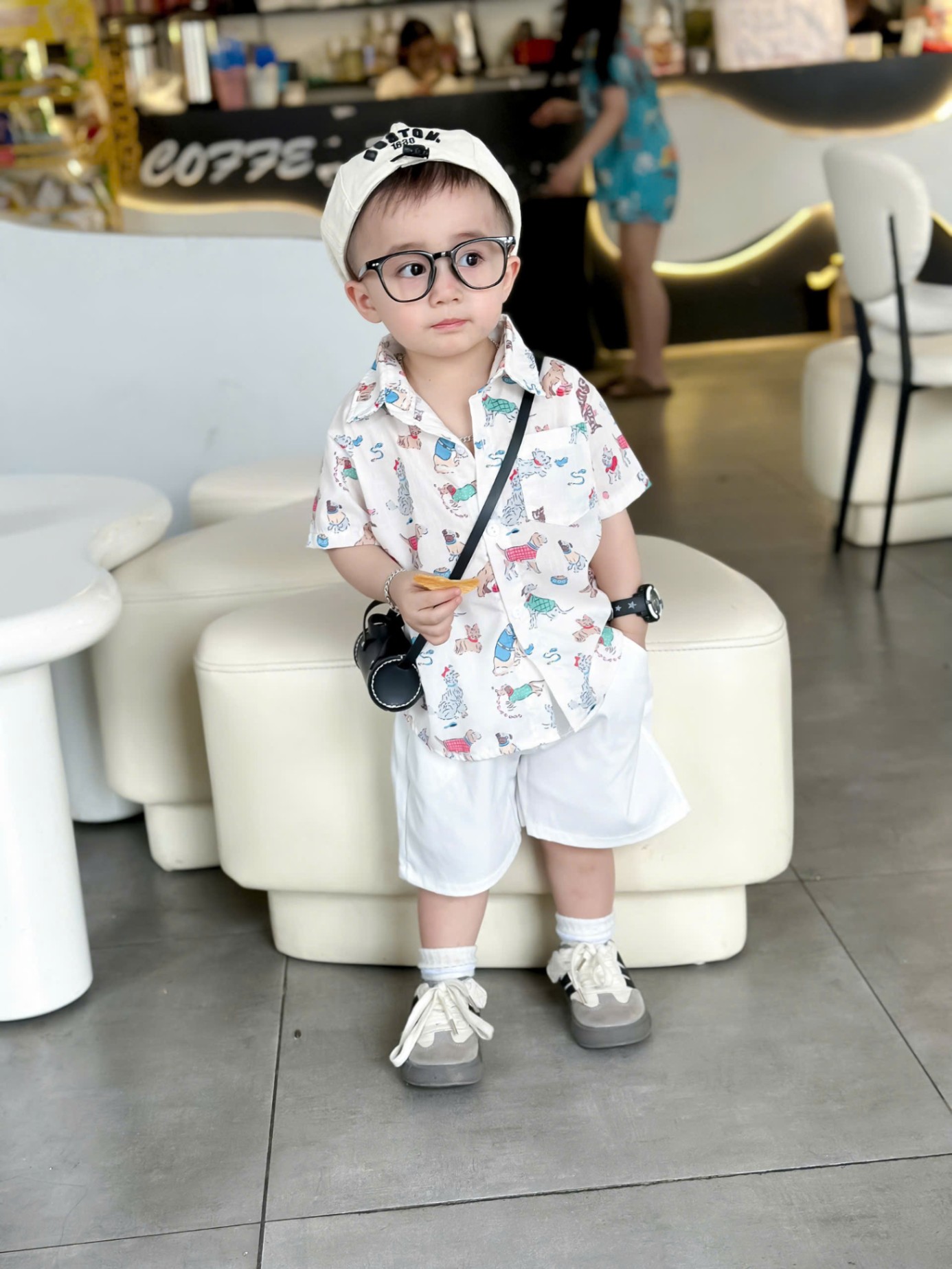 C377 - SET SƠ MI CHÓ NHÍ IN TRÀN QUẦN TRẮNG