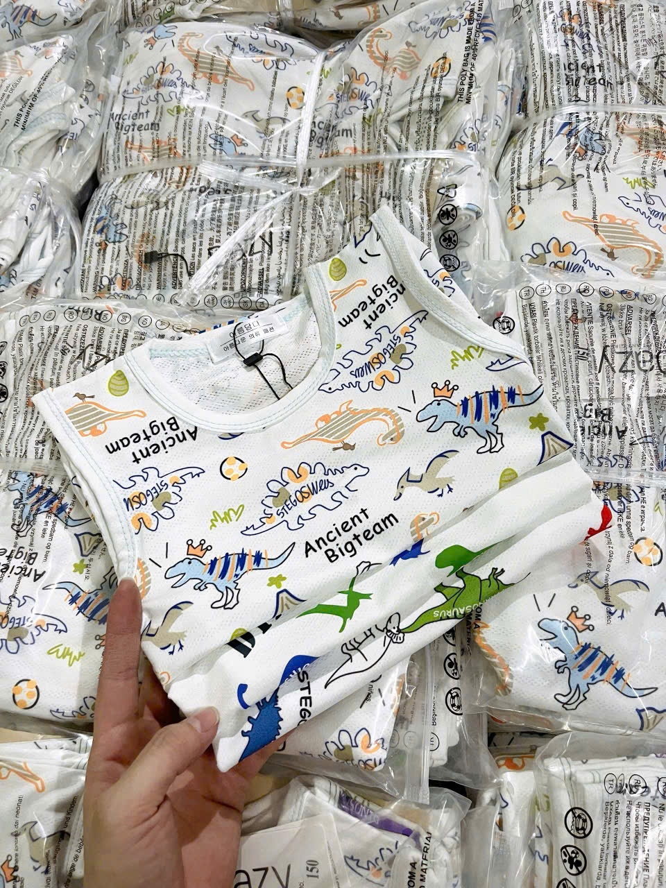 A990 - SET 3 ÁO BA LỖ KHỦNG LONG XƯỚC TONE TRẮNG
