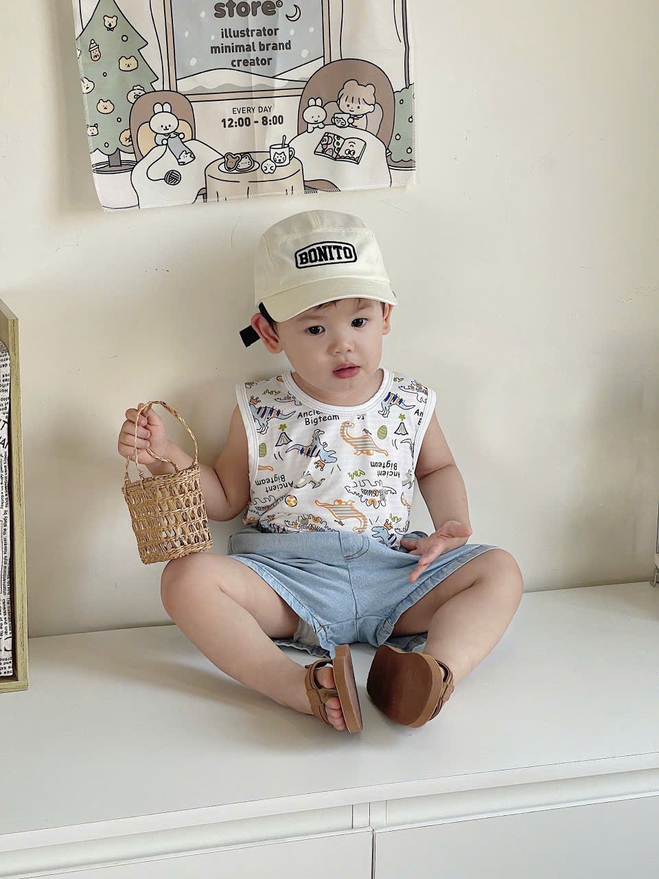 A990 - SET 3 ÁO BA LỖ KHỦNG LONG XƯỚC TONE TRẮNG