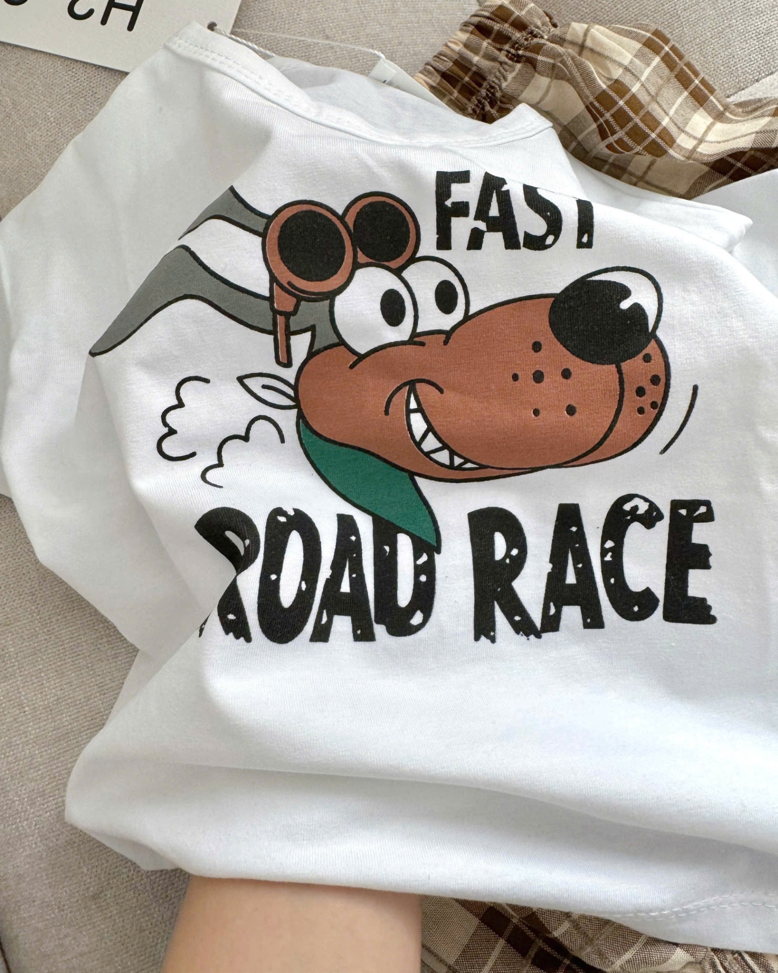 A231 - SET ÁO TRẮNG FAST ROAD RACE QUẦN ĐŨI CARO NÂU