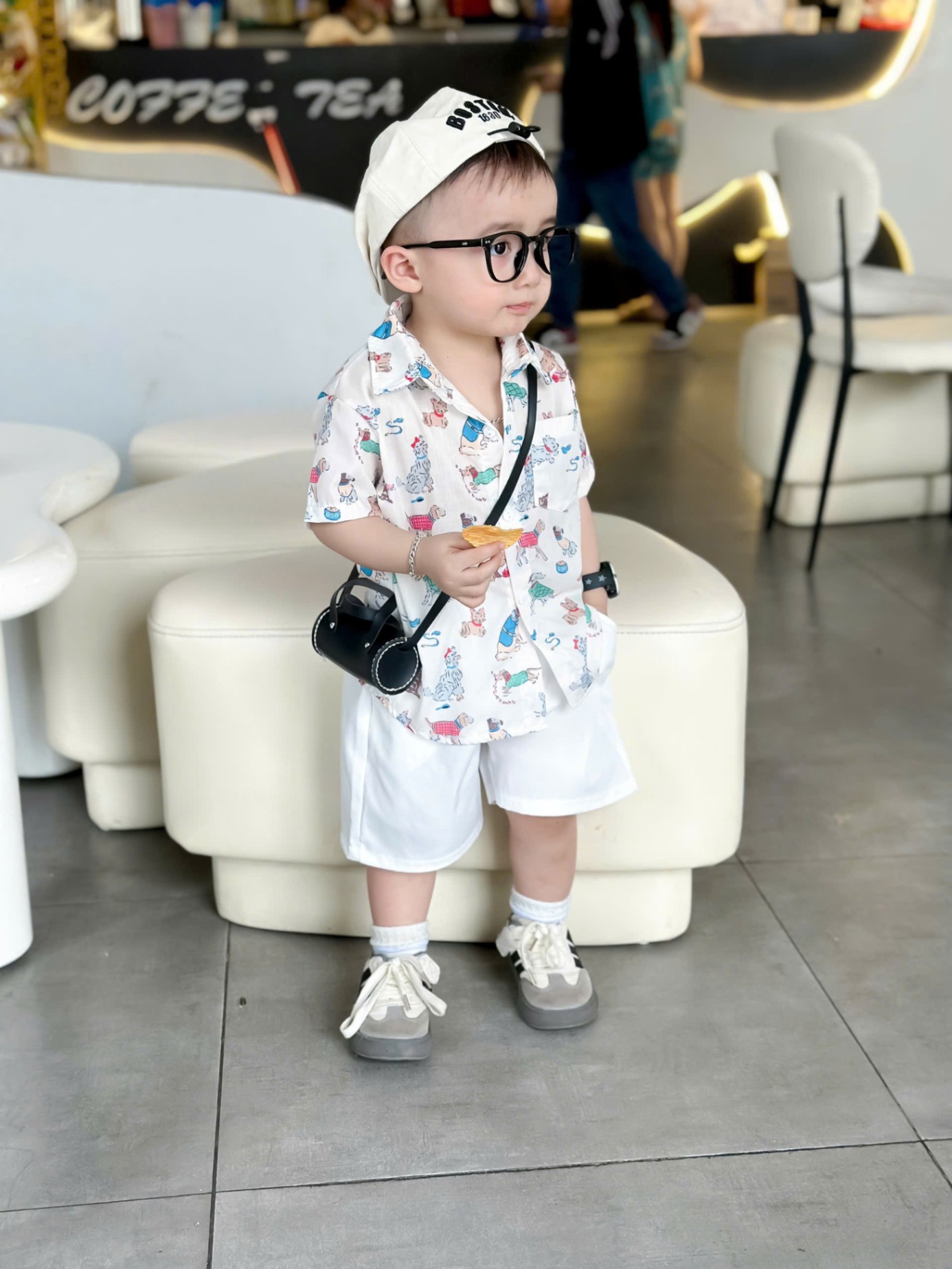 C377 - SET SƠ MI CHÓ NHÍ IN TRÀN QUẦN TRẮNG
