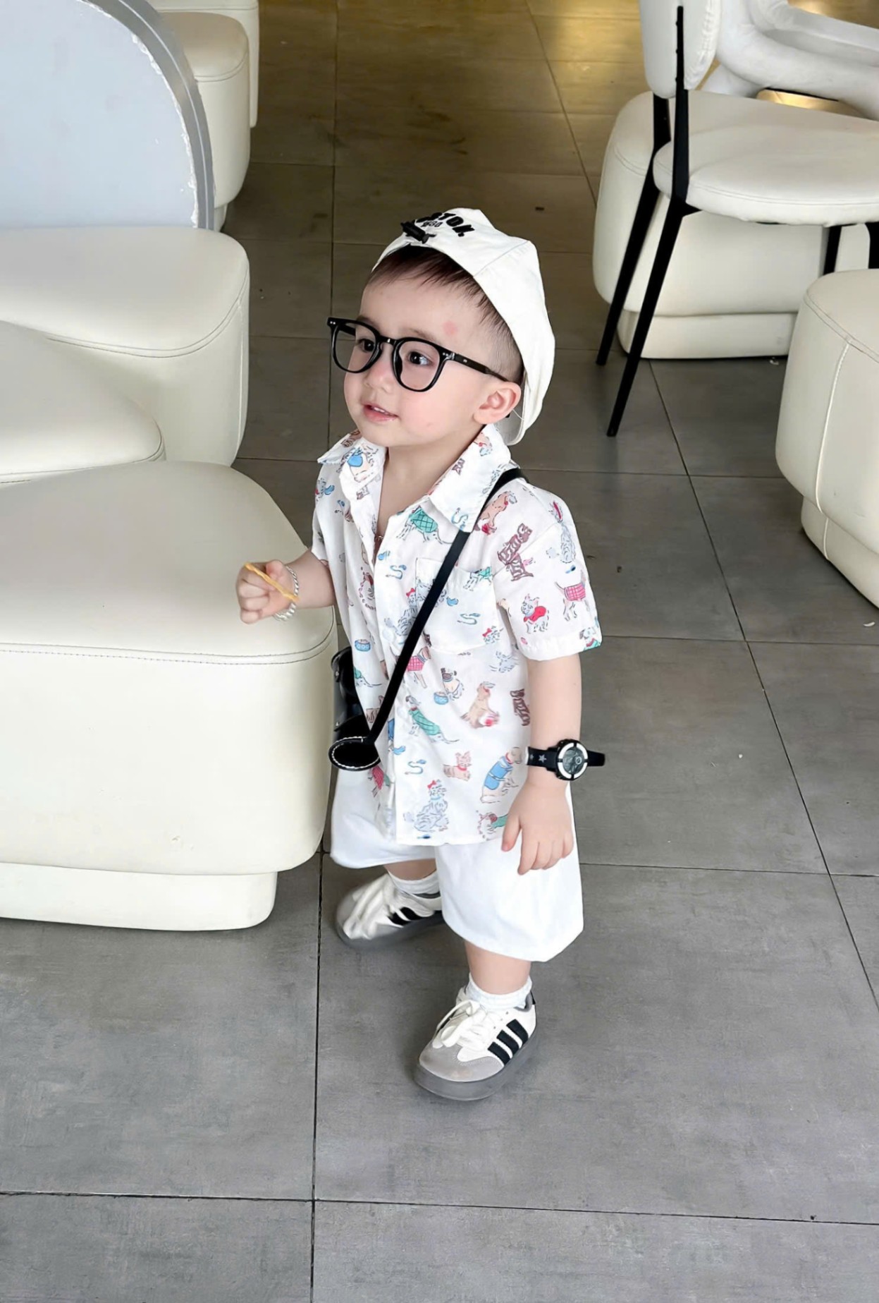 C377 - SET SƠ MI CHÓ NHÍ IN TRÀN QUẦN TRẮNG