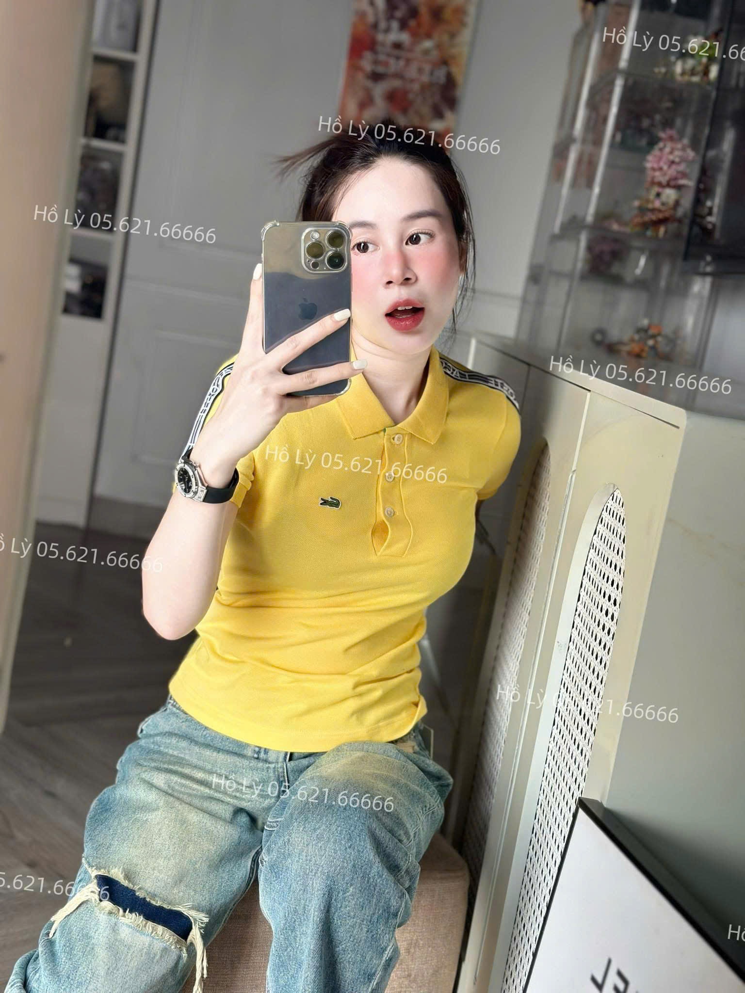 A381 - ÁO NỮ POLO VÀNG CÁ SẤU