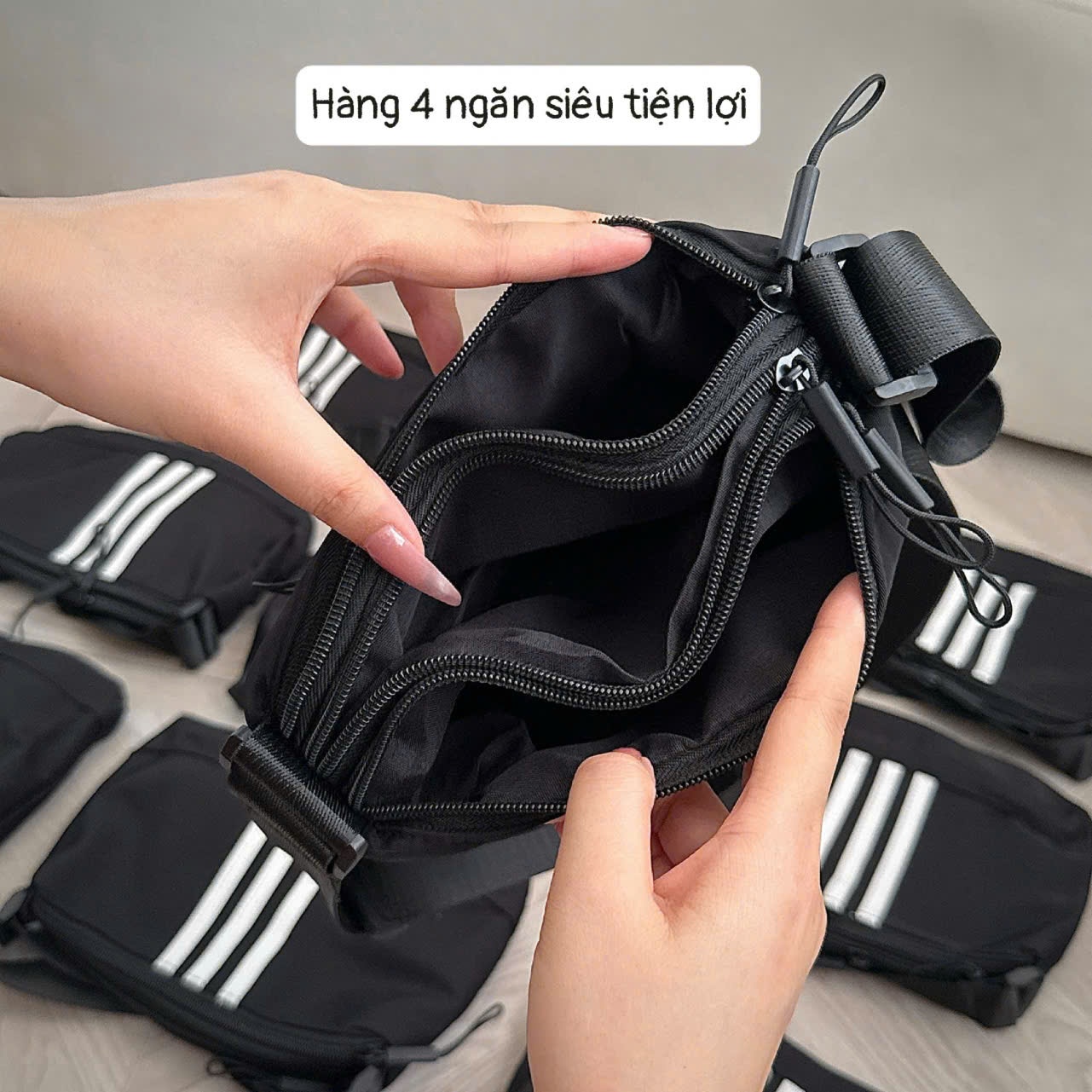 C282 - TÚI XÁCH ĐEN MẪU 3 SỌC TRẮNG