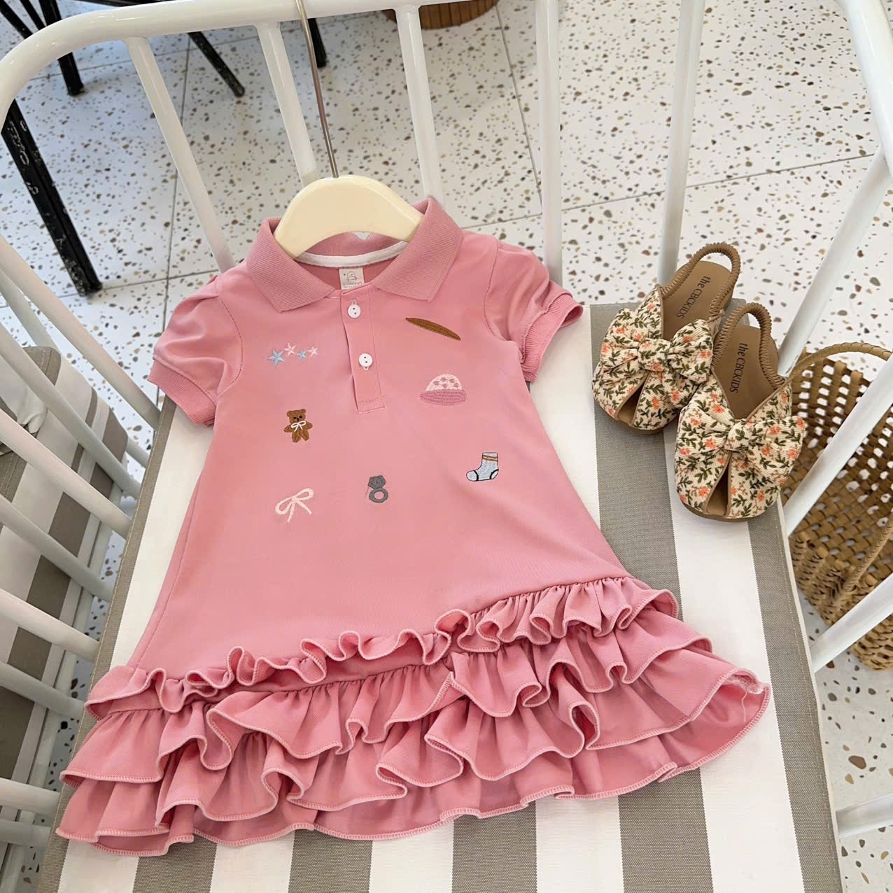 C289 - VÁY POLO THÊU HỌA TIẾT GẤU NƠ TẤT NGÔI SAO