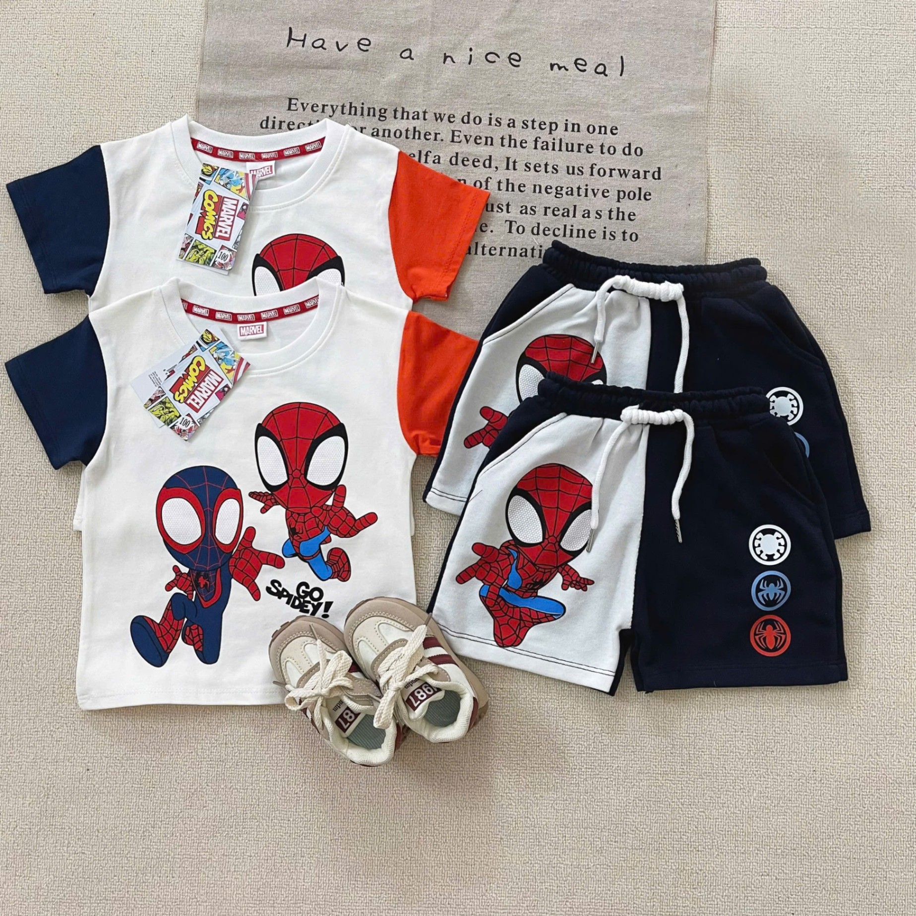 B427 - (GOM)SET BỘ NHỆN MARVEL PHỔI TAY CAM THAN