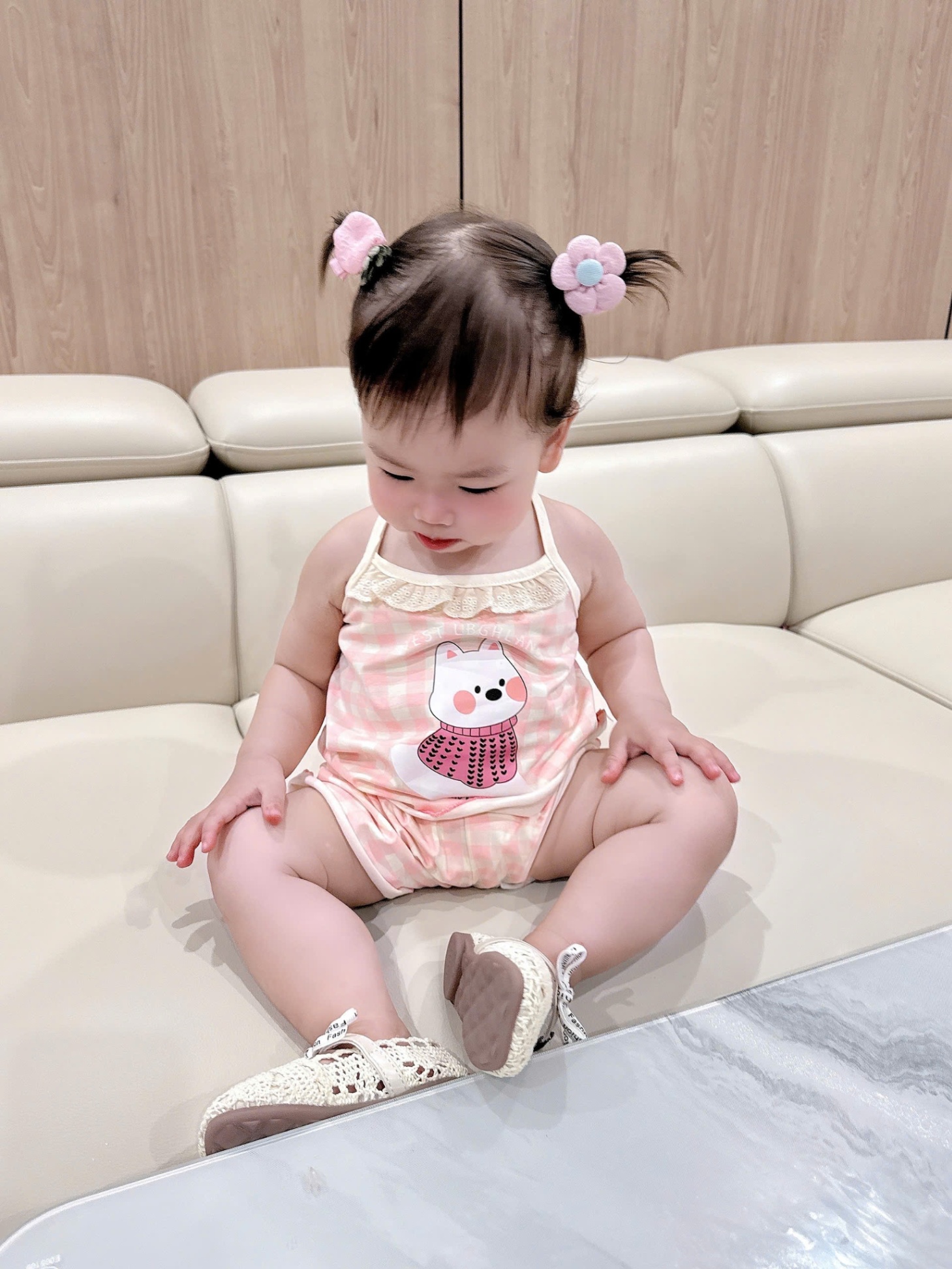A916 - SET 2 BỘ 2 DÂY KITTY GẤU BE CARO HỒNG