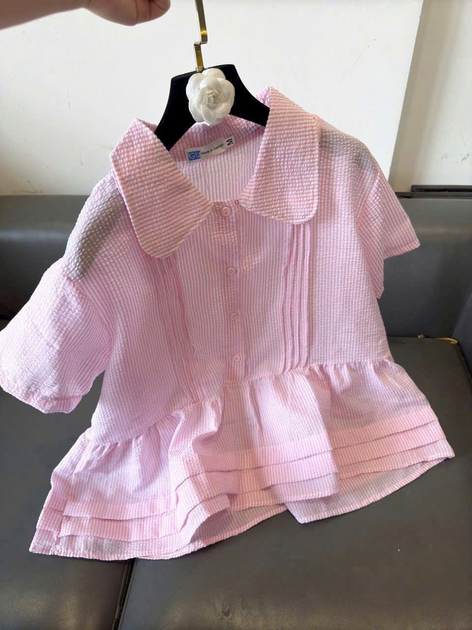 B463 - (GOM)ÁO SƠ MI BÈO HỒNG BABYDOLL
