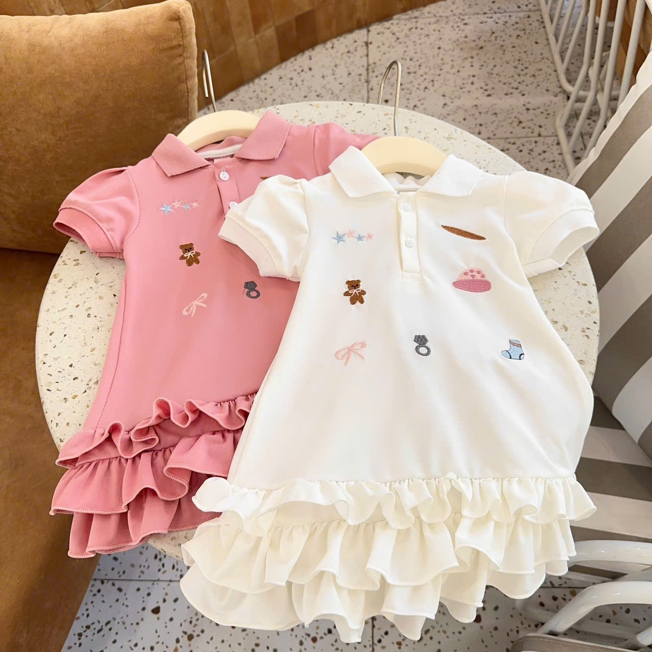 C289 - VÁY POLO THÊU HỌA TIẾT GẤU NƠ TẤT NGÔI SAO