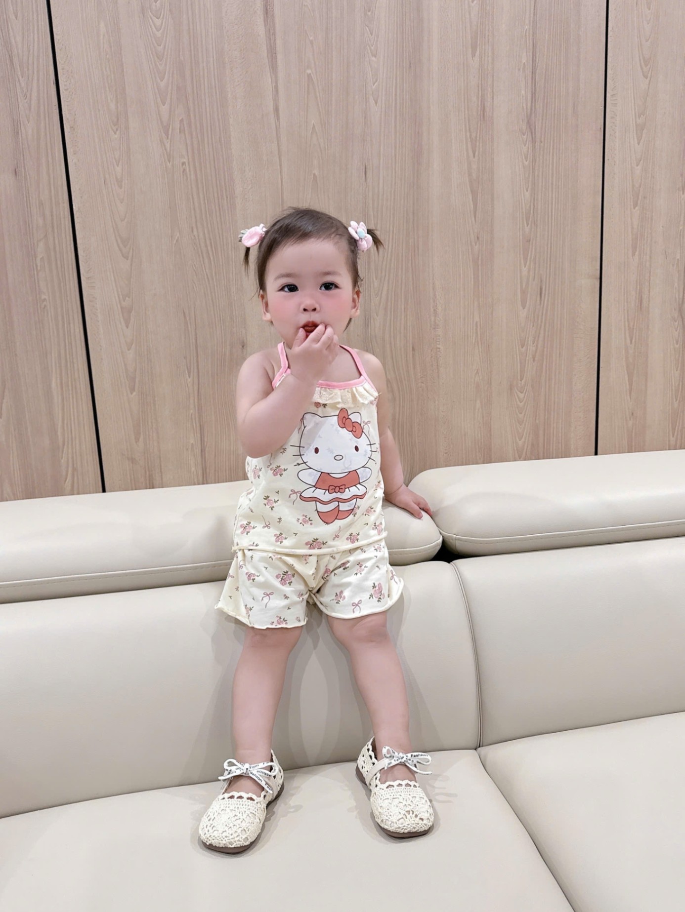 A916 - SET 2 BỘ 2 DÂY KITTY GẤU BE CARO HỒNG