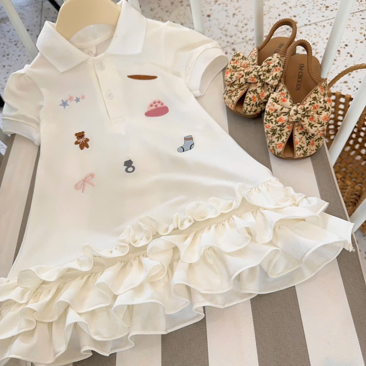 C289 - VÁY POLO THÊU HỌA TIẾT GẤU NƠ TẤT NGÔI SAO