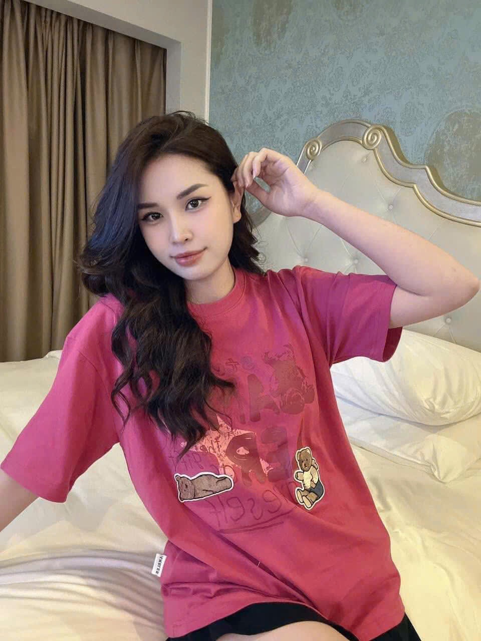 B623 - (GOM) ÁO PHÔNG HỒNG GẤU