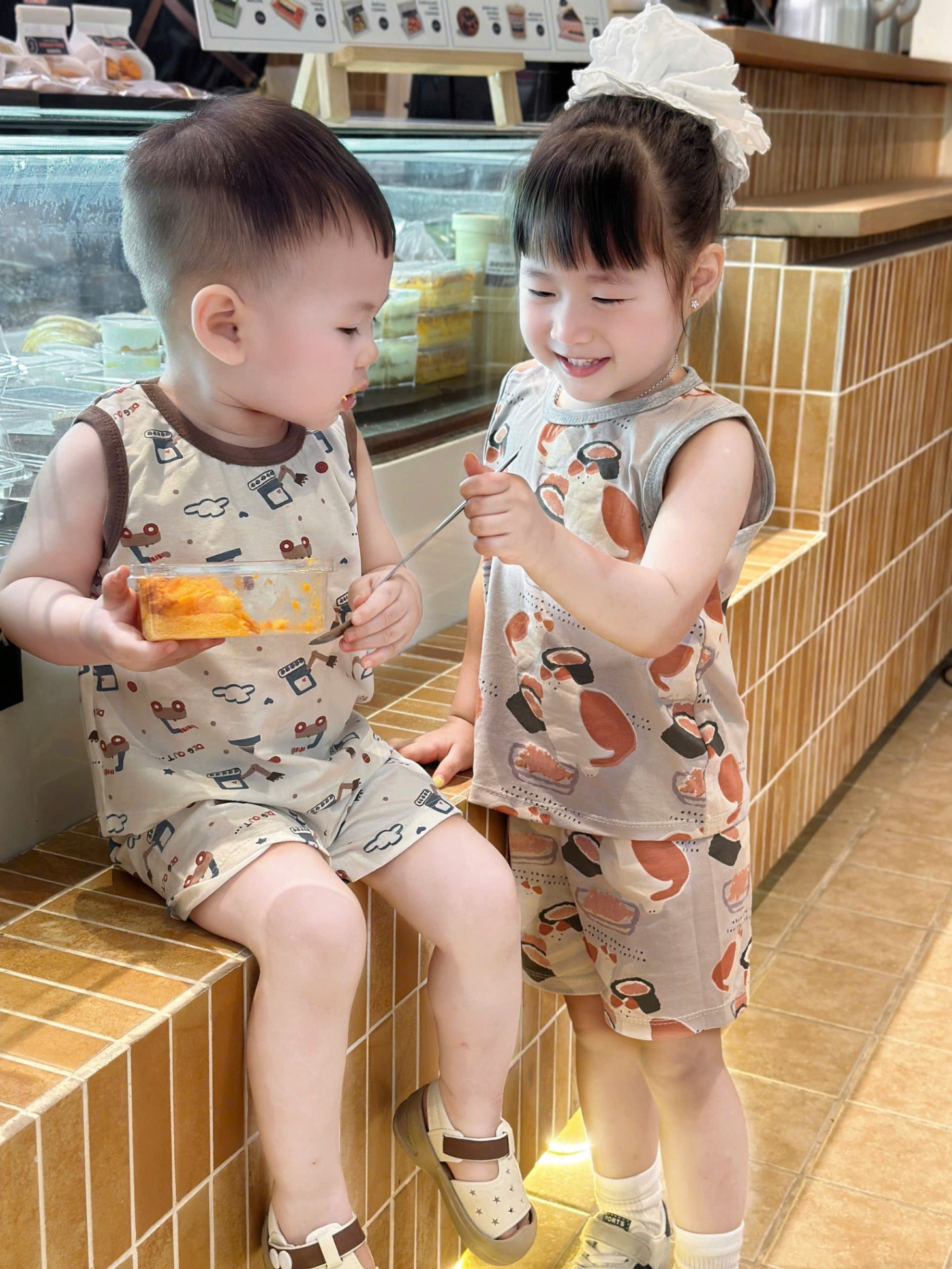 B267 - (GOM) SET 2 BỘ BA LỖ Ô TÔ MÈO BE XÁM