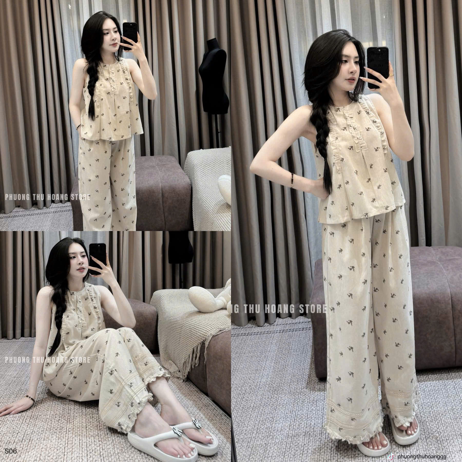 A962 - SET BỘ SÁT NÁCH HOA NHÍ QUẦN SUÔNG ĐŨI DÀI