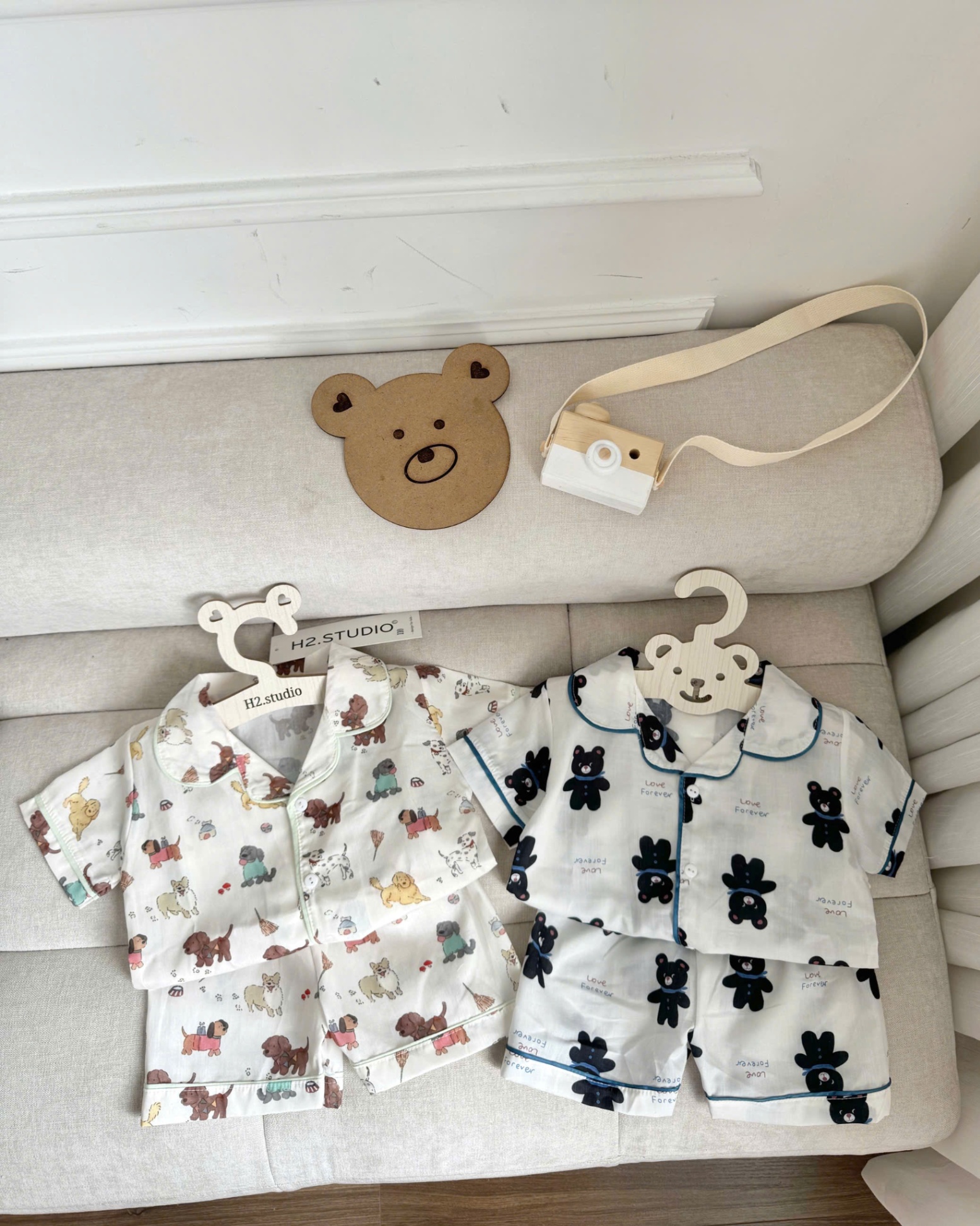 XẢ A319 - SET 2 BỘ PIJAMA GẤU ĐEN CHÓ