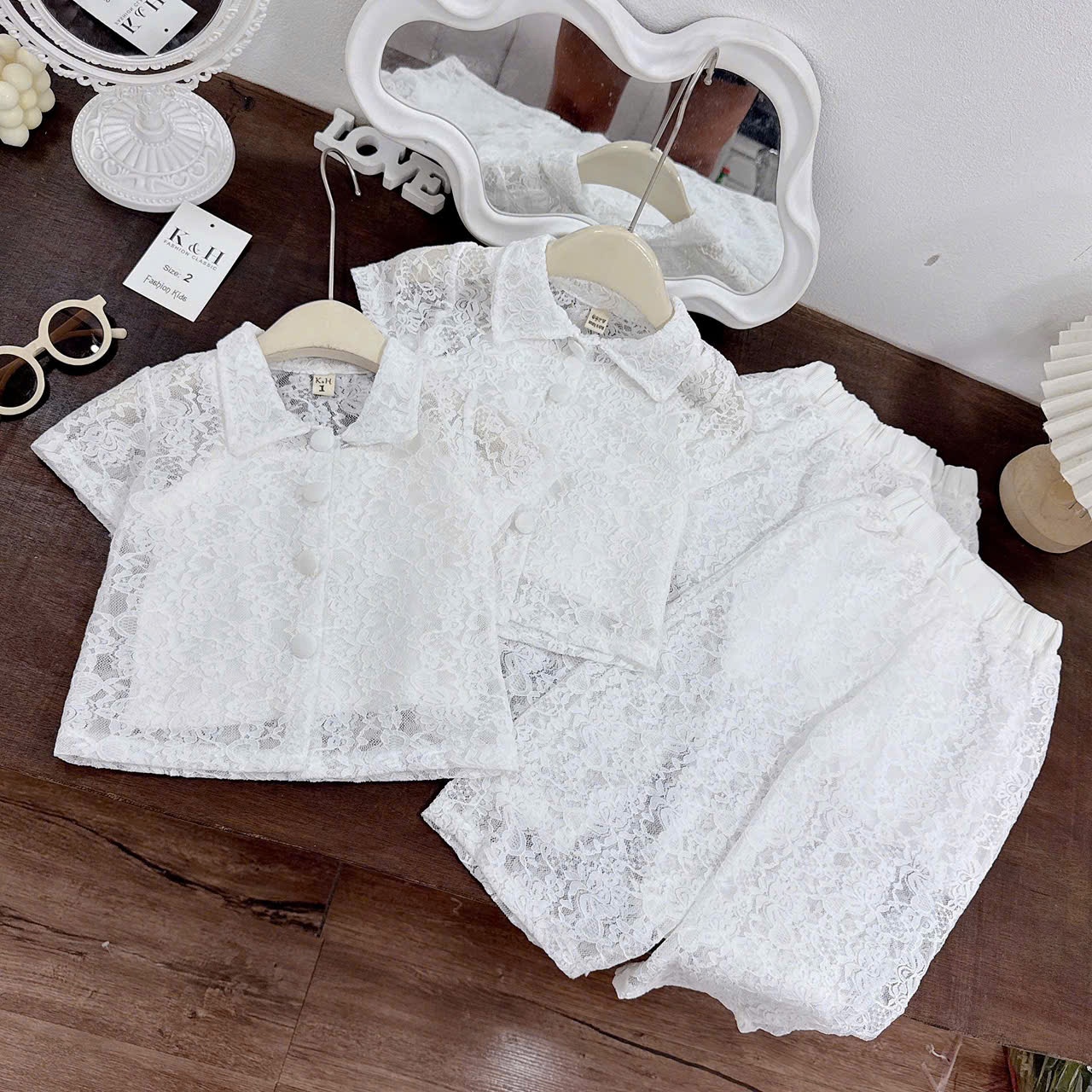 A904 - SET 3 MÓN BỘ REN TRẮNG KÈM ÁO 2 DÂY