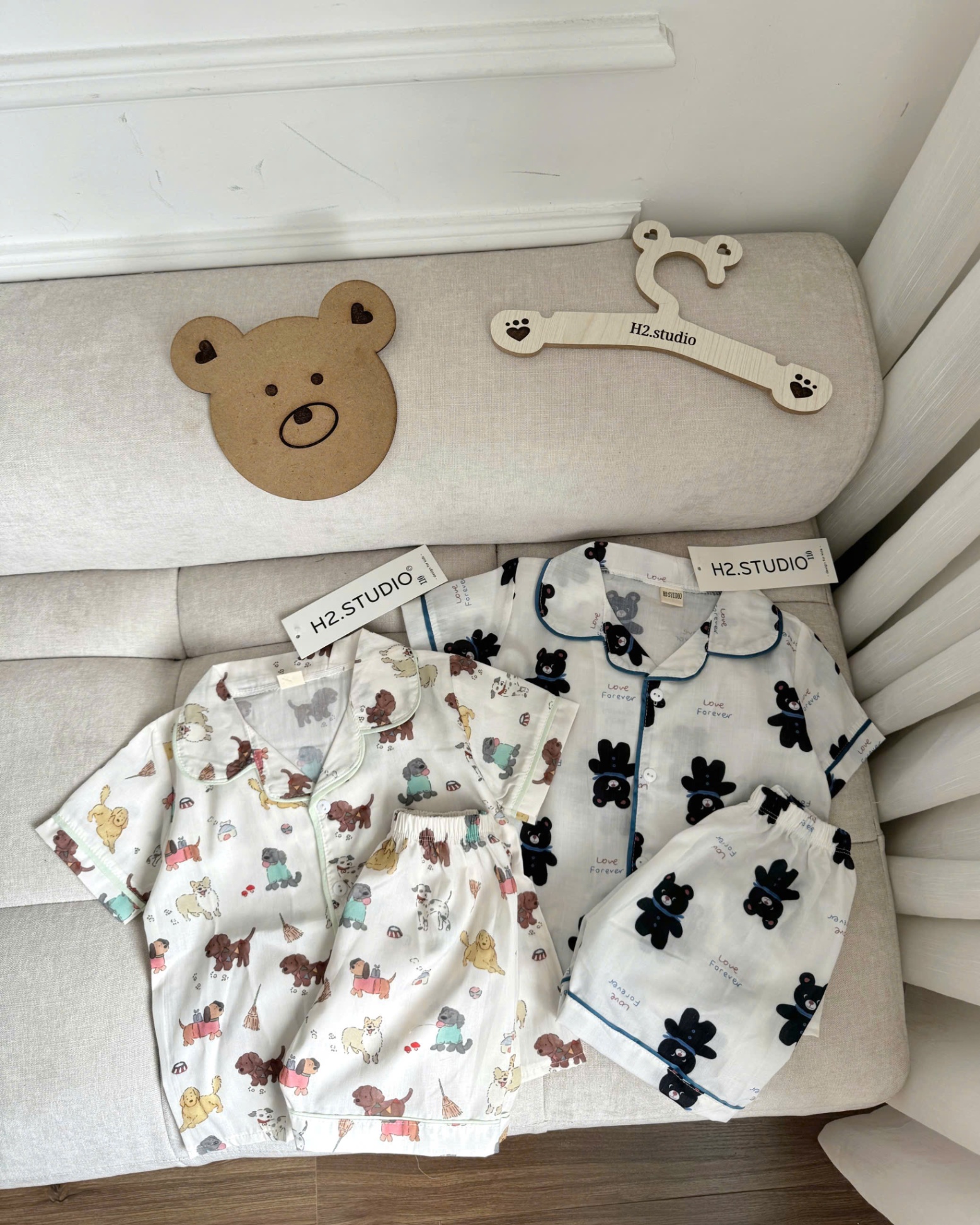 XẢ A319 - SET 2 BỘ PIJAMA GẤU ĐEN CHÓ