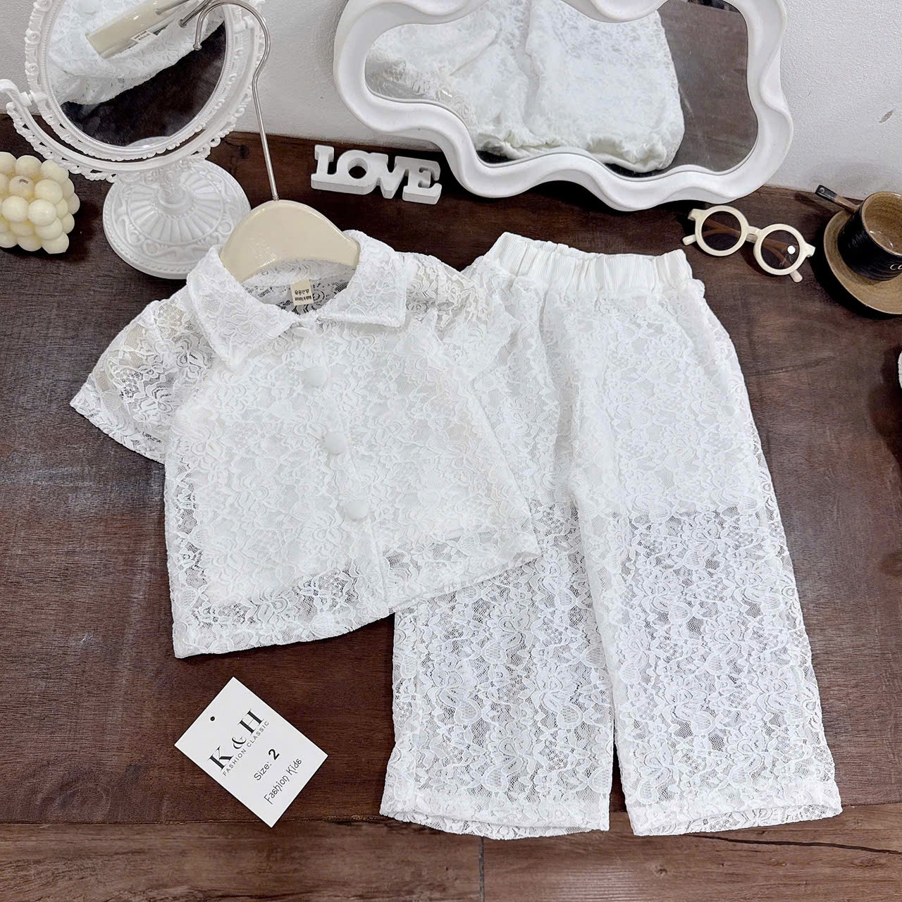 A904 - SET 3 MÓN BỘ REN TRẮNG KÈM ÁO 2 DÂY
