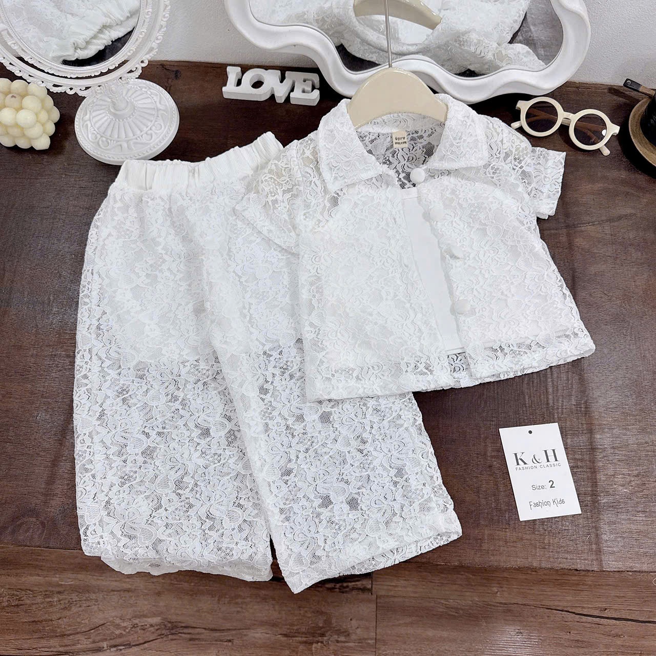 A904 - SET 3 MÓN BỘ REN TRẮNG KÈM ÁO 2 DÂY