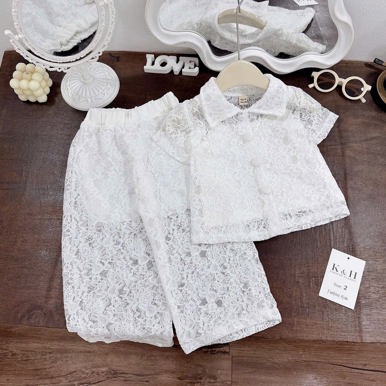 A904 - SET 3 MÓN BỘ REN TRẮNG KÈM ÁO 2 DÂY