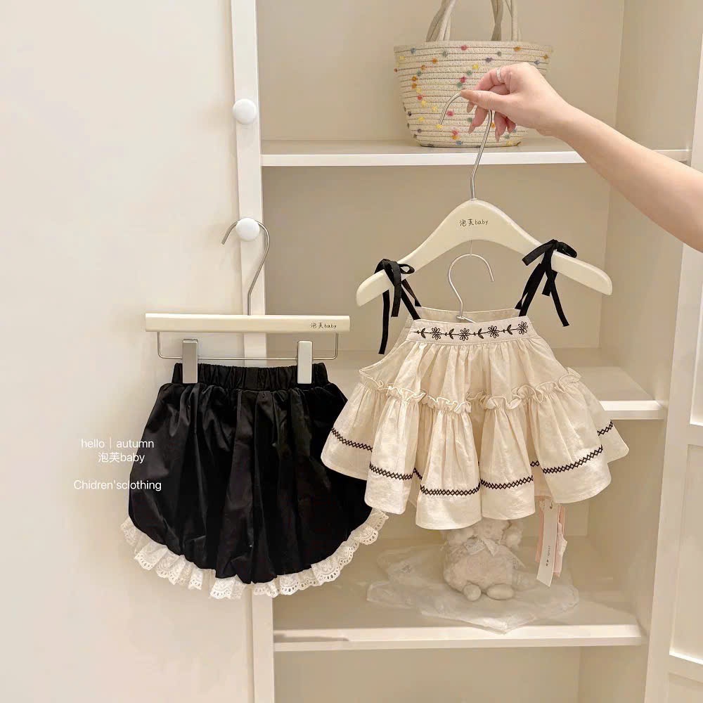 A172 - SET ÁO BE BÈO QUẦN BÍ ĐEN THÔ PHỐI REN