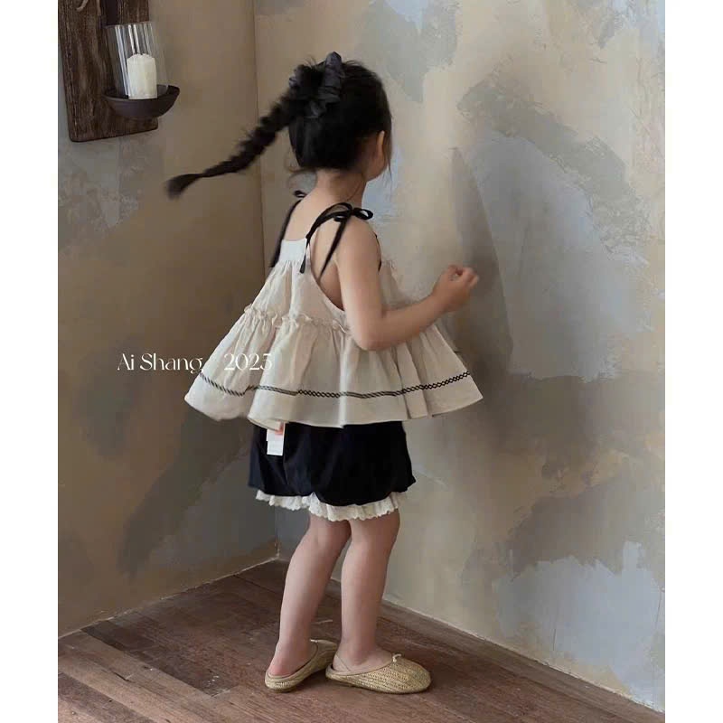 A172 - SET ÁO BE BÈO QUẦN BÍ ĐEN THÔ PHỐI REN
