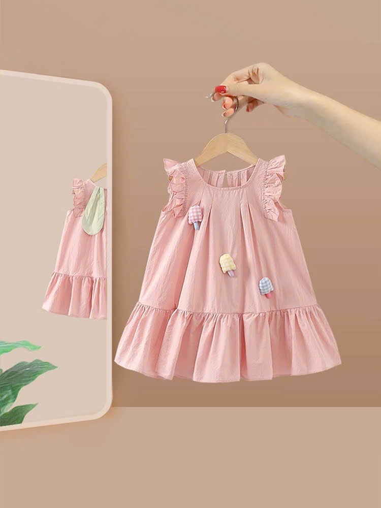 XẢ B860 - VÁY HỒNG PHỐI BÈO VAI THÔ ĐŨI